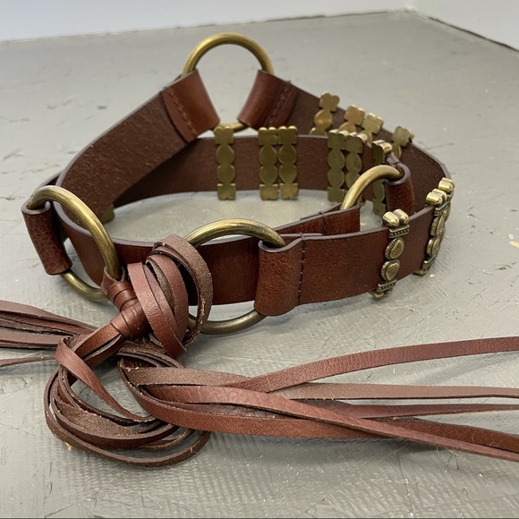 Accessories Brown Leather Tassel Tie Boho Waist Belt Size L Poshmark
